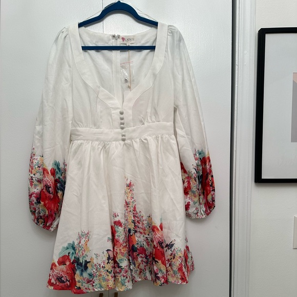 White Girly Dress with Floral Print - Picture 9 of 9